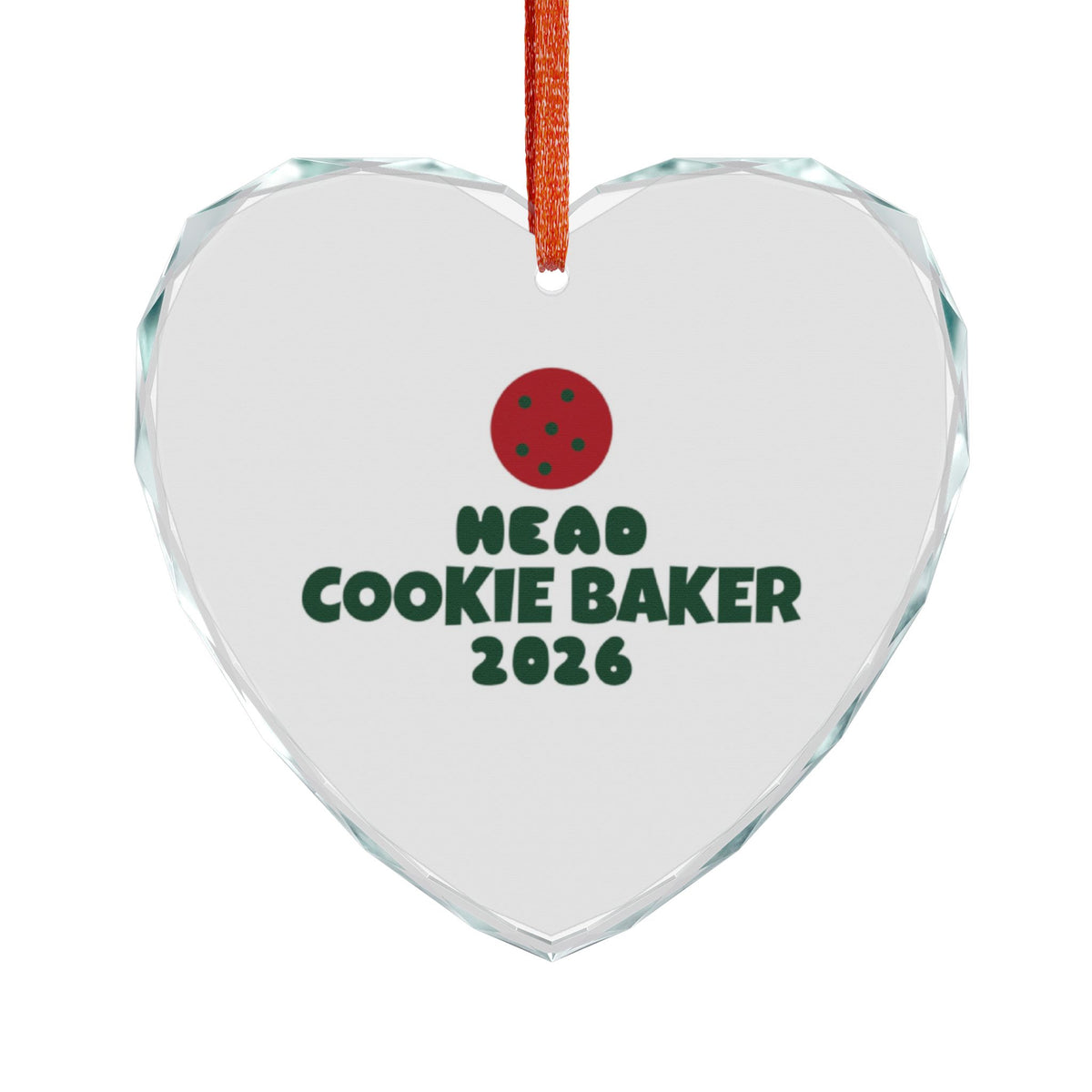 Cookie Baker 2026 Glass Heart Ornament