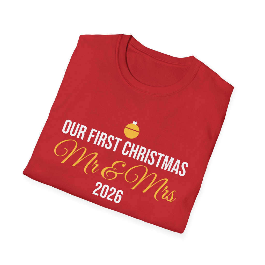 Our First Christmas As Mr And Mrs 2026 T-Shirt Newlywed Holiday Gift Tee – Gifted Porch