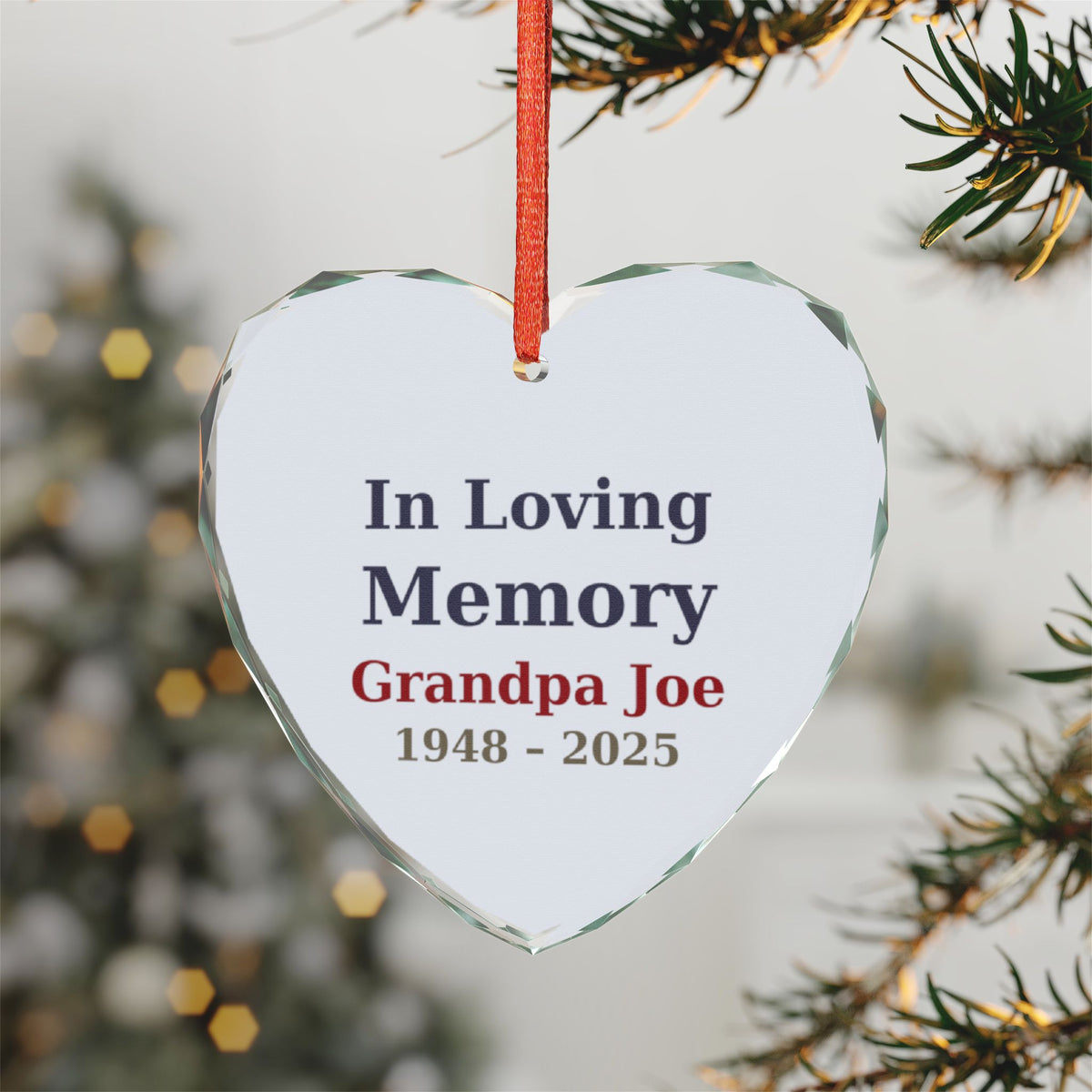 In Loving Memory Crystal Glass Ornament