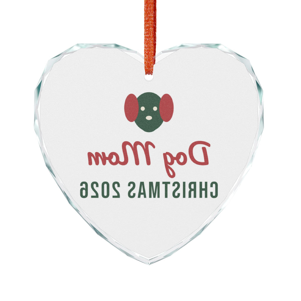 Dog Mom Christmas Glass Heart Ornament