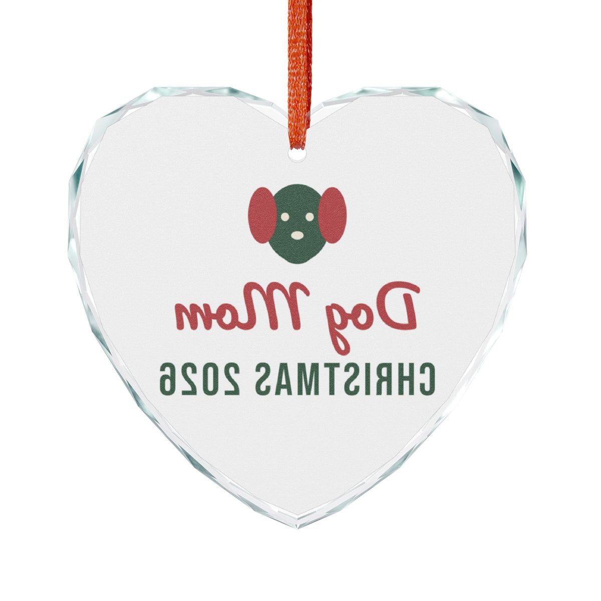 Dog Mom Christmas Glass Heart Ornament