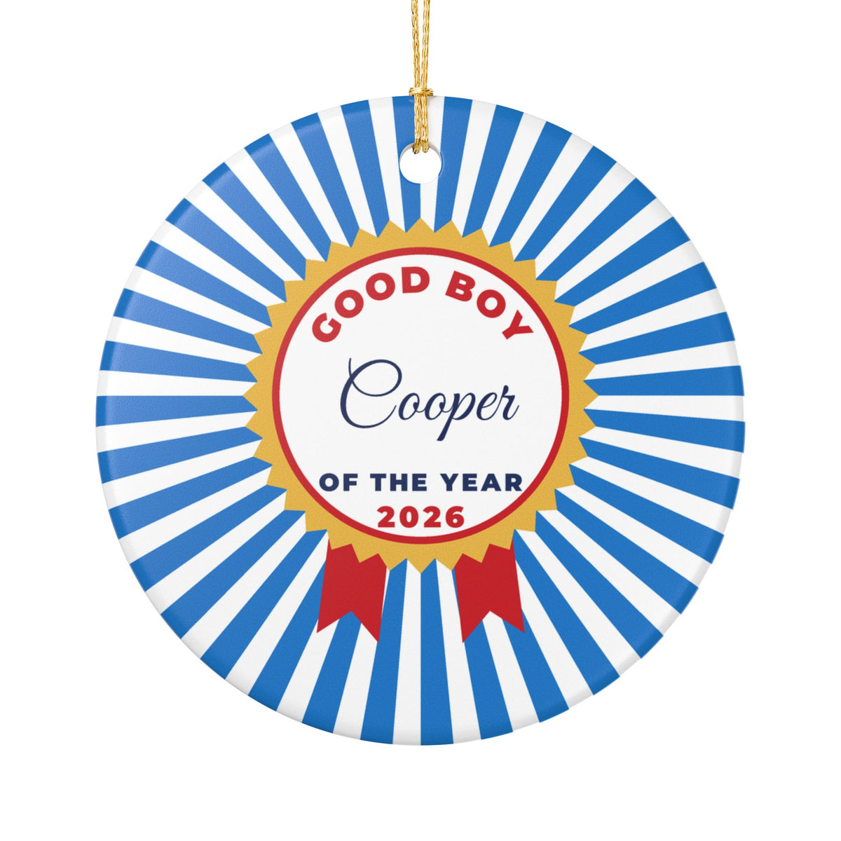 Good Boy Of The Year 2026 Personalized Dog Ornament – Gifted Porch, view 1