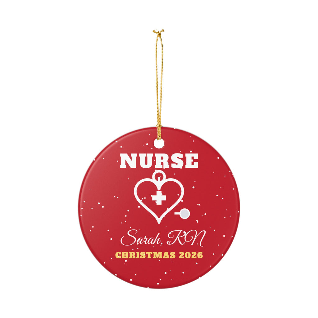 Personalized Nurse Stethoscope Heart Christmas Ornament 2026 – Gifted Porch, view 4