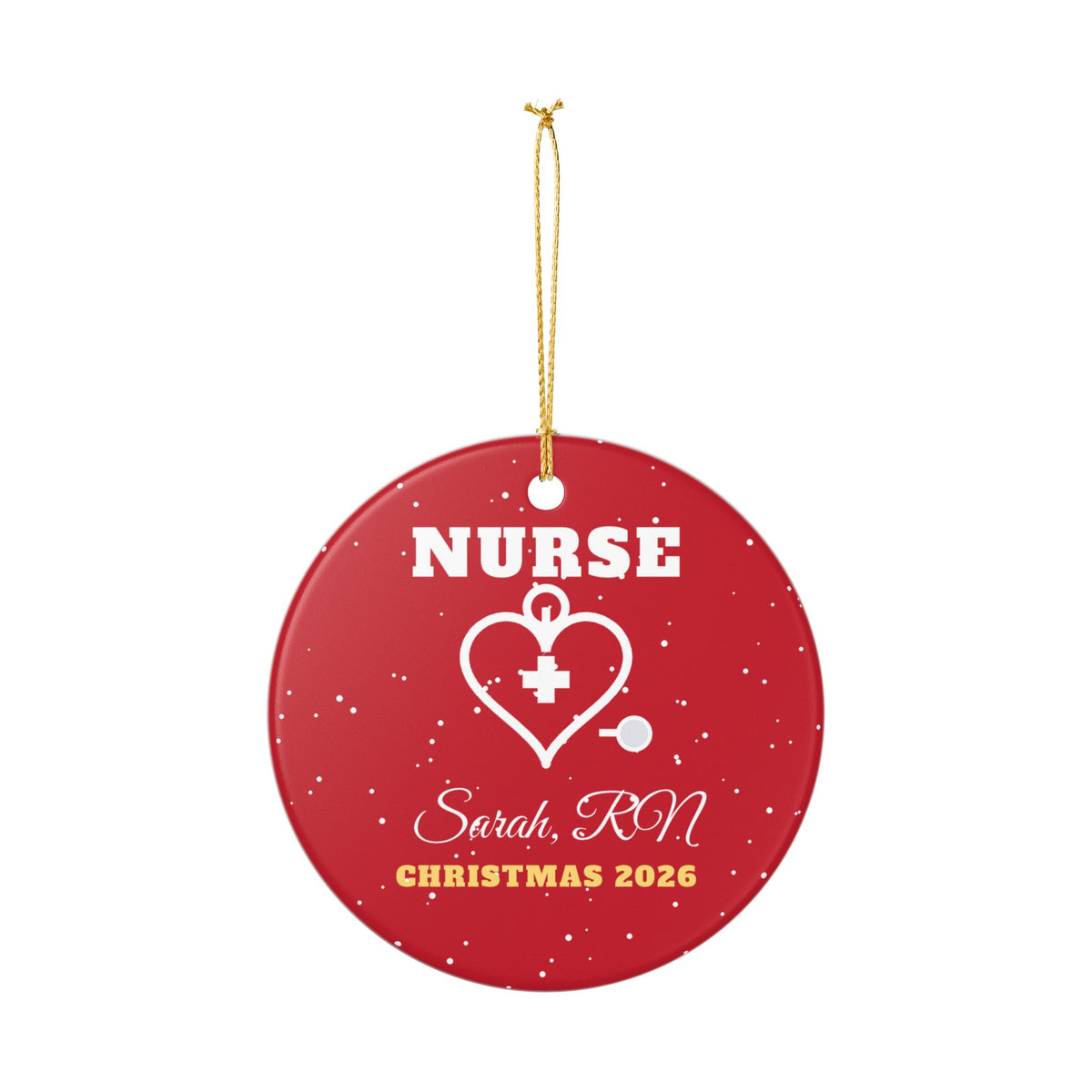 Personalized Nurse Stethoscope Heart Christmas Ornament 2026 – Gifted Porch, view 4