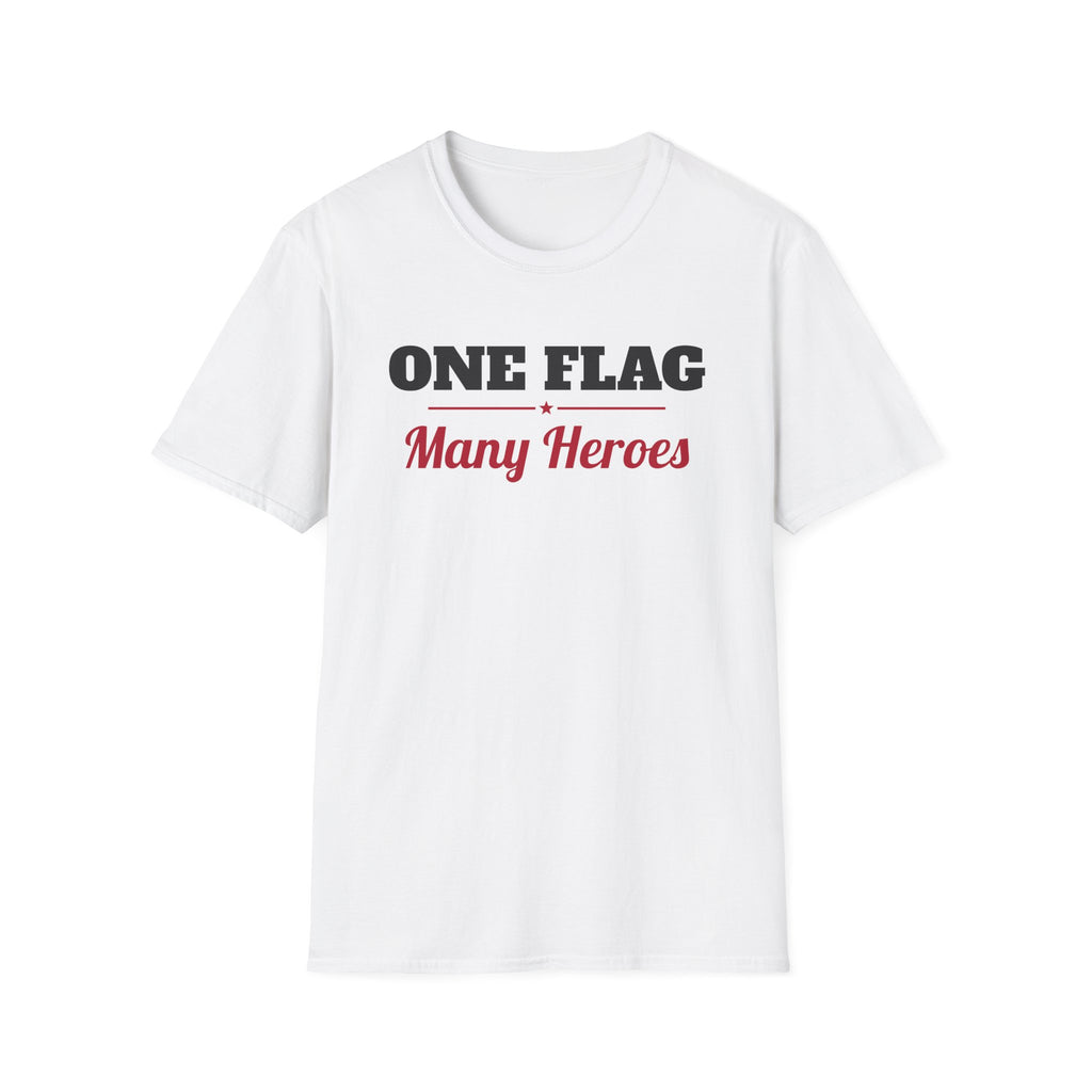 One Flag Many Heroes Patriotic T-Shirt – Gifted Porch, view 1