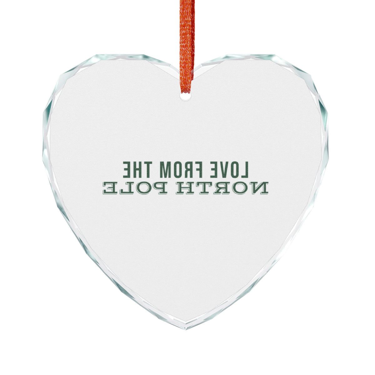Love From the North Pole Glass Heart Ornament