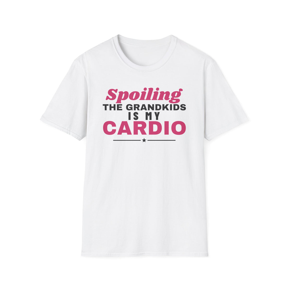 Spoiling The Grandkids Is My Cardio Grandma Grandpa T-Shirt – Gifted Porch, view 1