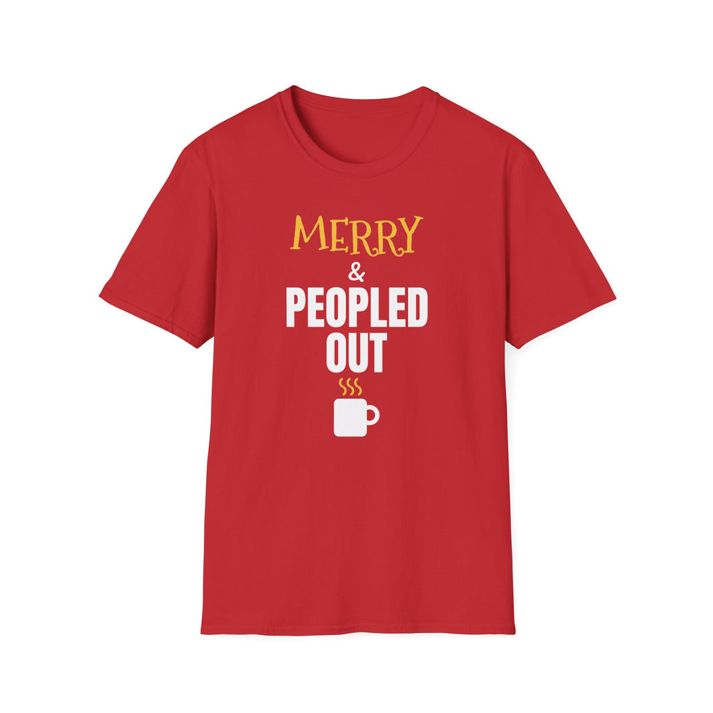 Merry And Peopled Out Funny Introvert Christmas T-Shirt – Gifted Porch, view 4