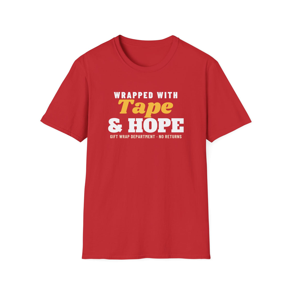 Wrapped With Tape And Hope Christmas Gift Wrapping T-Shirt – Gifted Porch, view 4