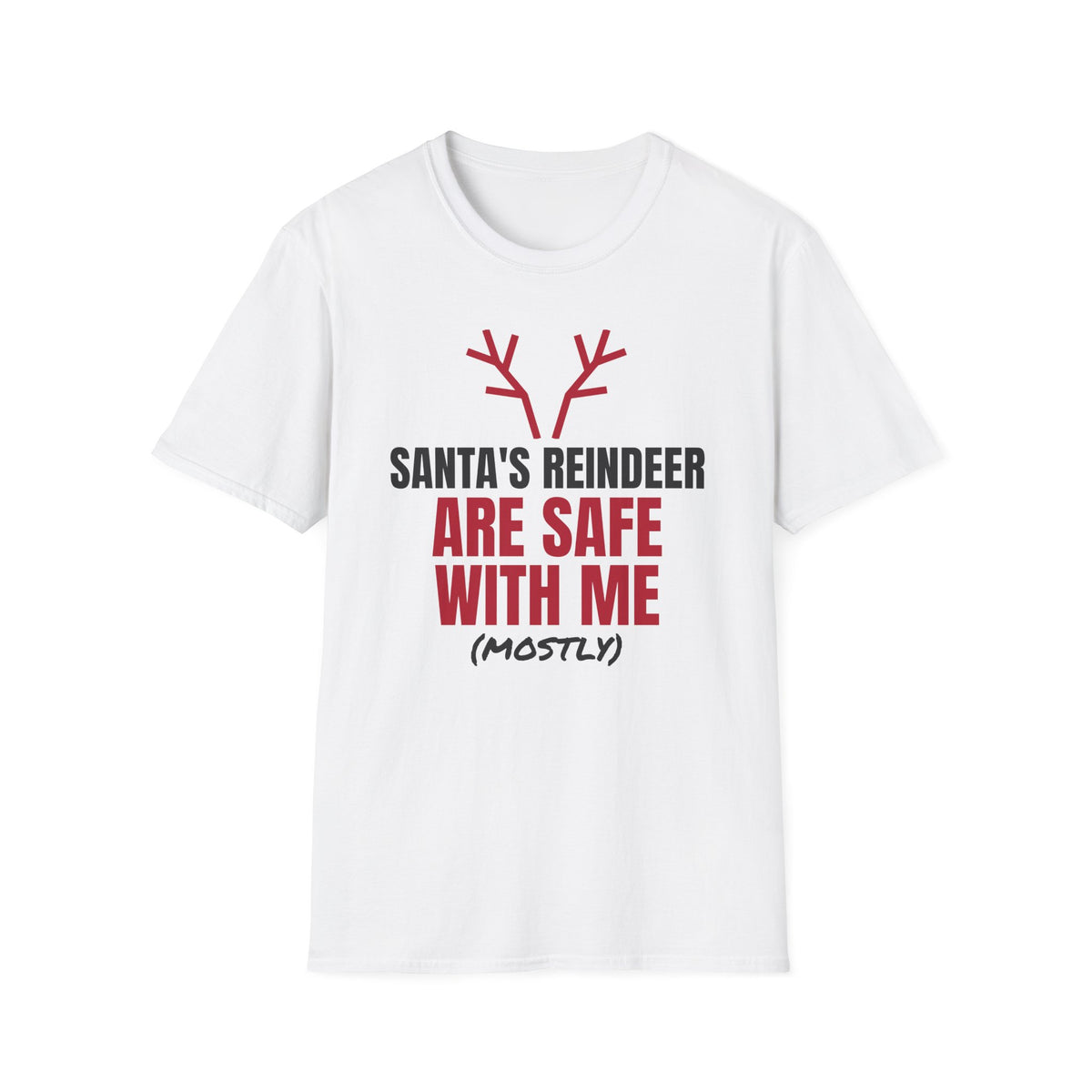 Santa's Reindeer Are Safe With Me Hunting T-Shirt – Gifted Porch, view 1