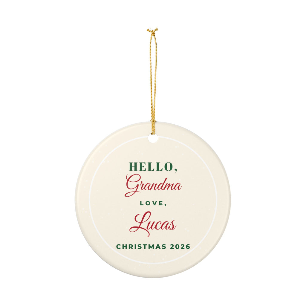 Hello Grandma 2026 Personalized Grandbaby Name Ornament – Gifted Porch, view 7