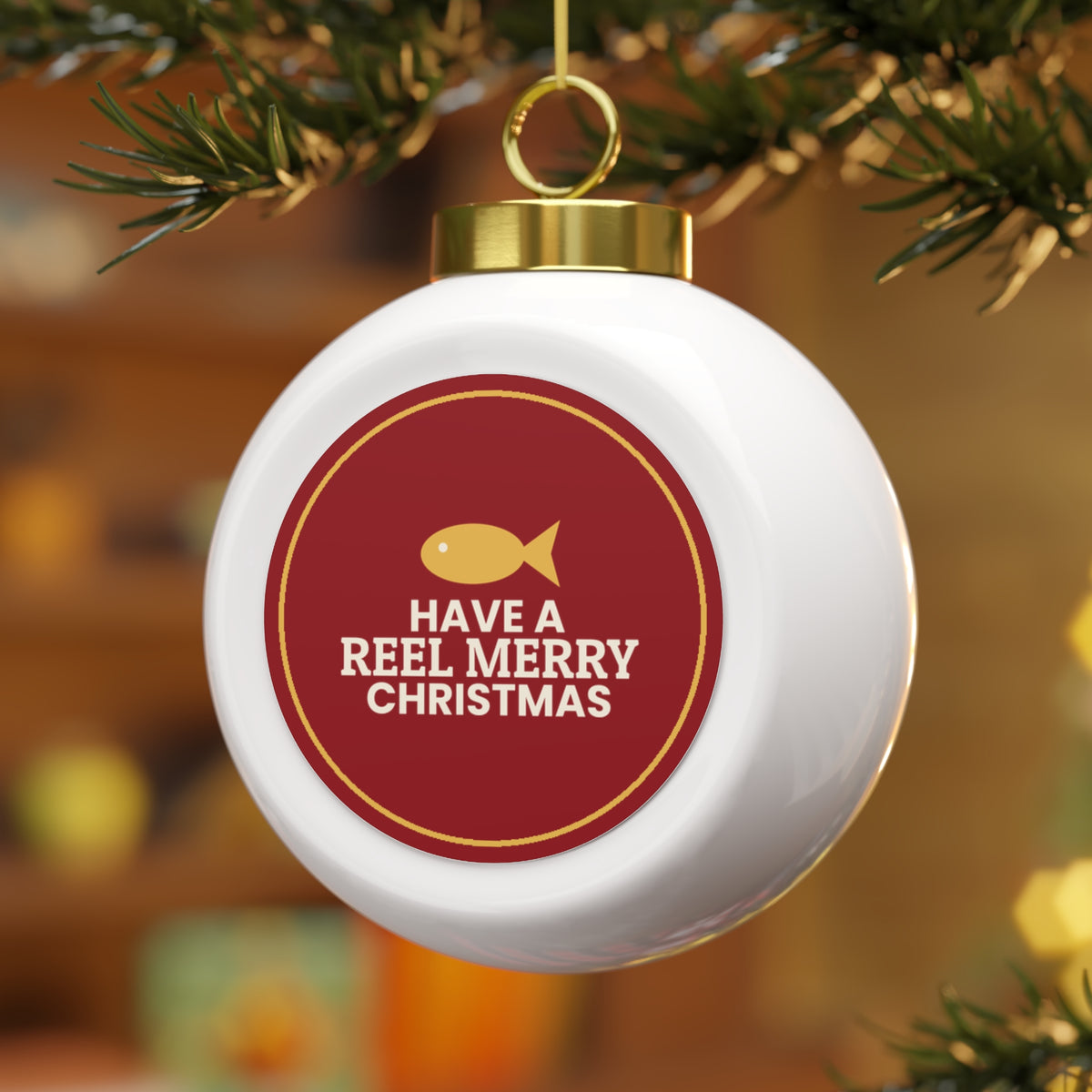 Reel Merry Christmas Glass Ball Ornament