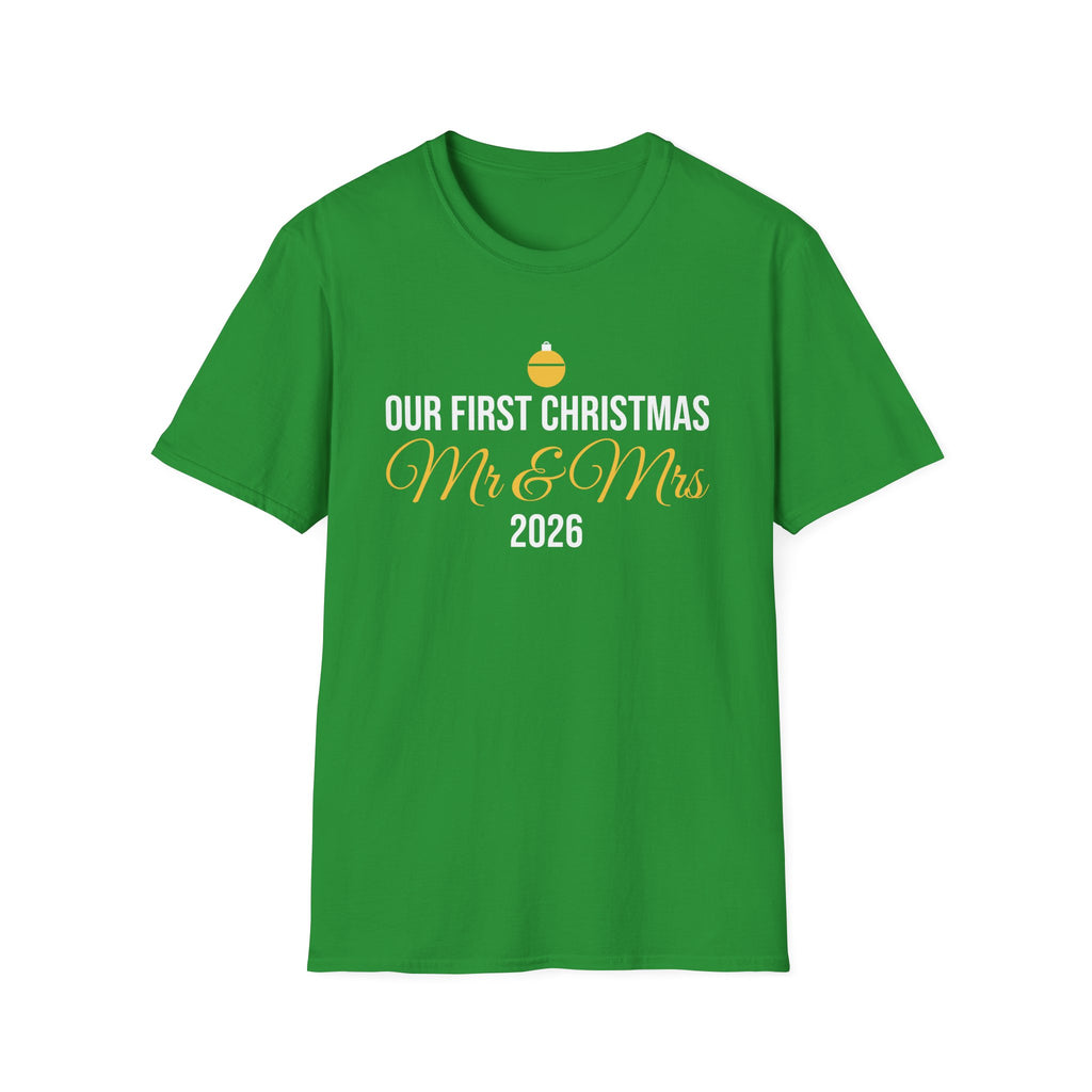 Our First Christmas As Mr And Mrs 2026 T-Shirt Newlywed Holiday Gift Tee – Gifted Porch