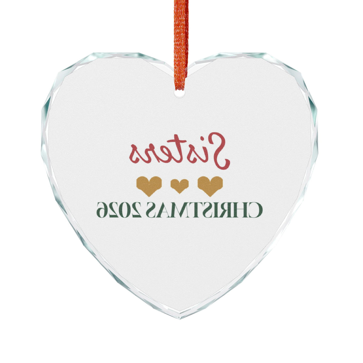 Sisters Christmas 2026 Glass Heart Ornament