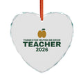 Teacher Christmas 2026 Glass Heart Ornament