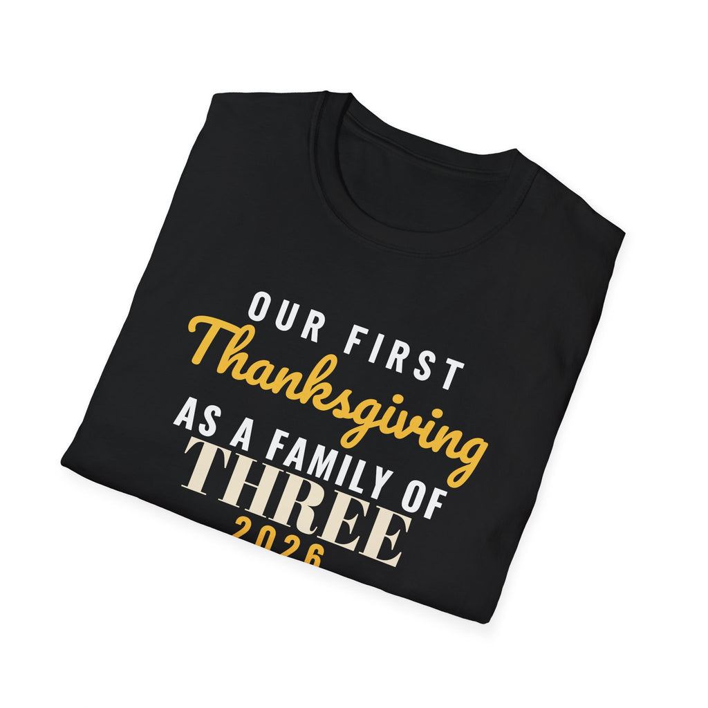 First Thanksgiving As A Family Of Three 2026 T-Shirt – Gifted Porch, view 12