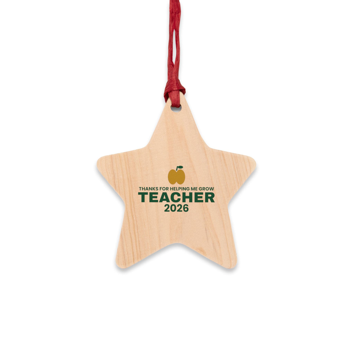 Teacher Christmas 2026 Wood Star Ornament