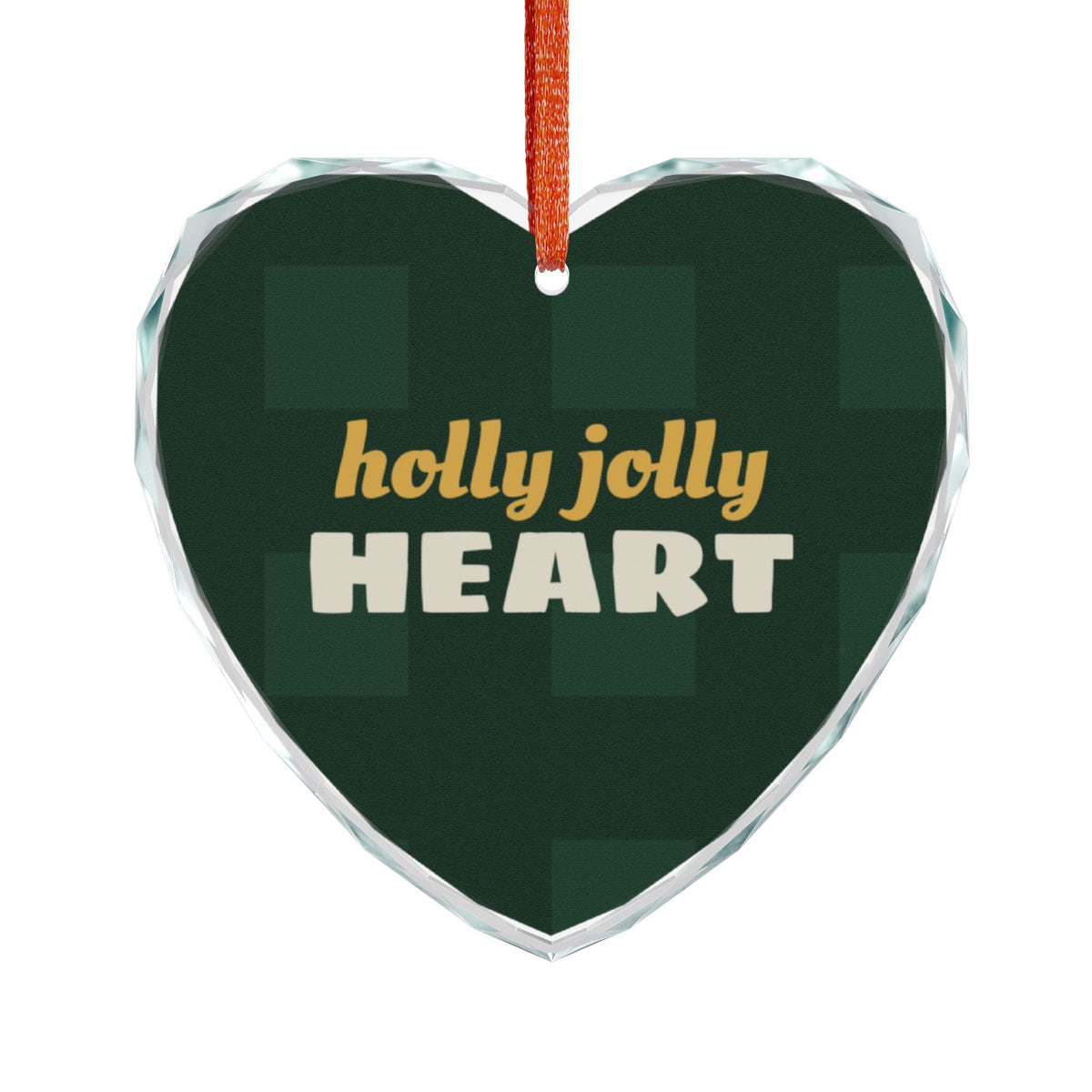 Holly Jolly Heart Glass Heart Ornament