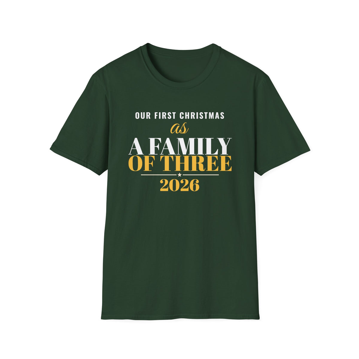 Our First Christmas As A Family Of Three 2026 T-Shirt – Gifted Porch, view 3
