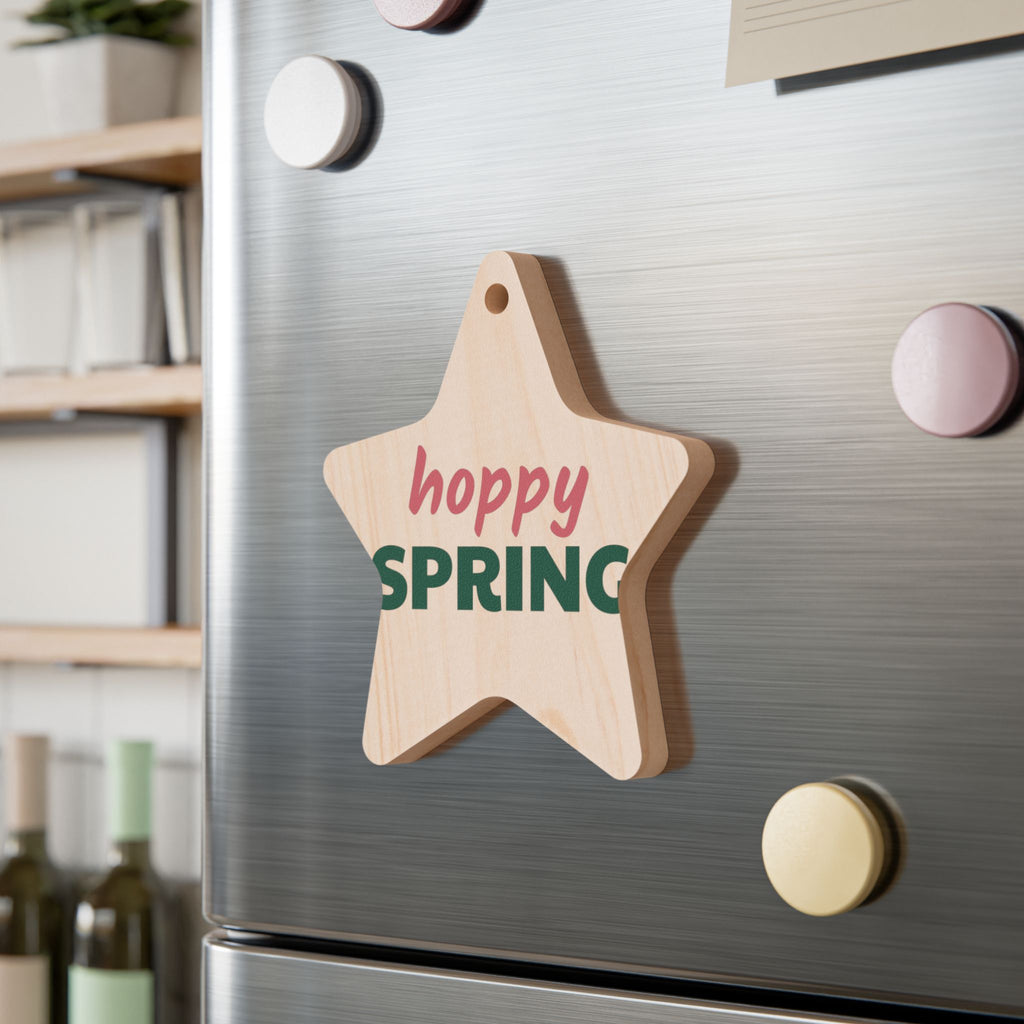 Hoppy Spring Wood Star Ornament