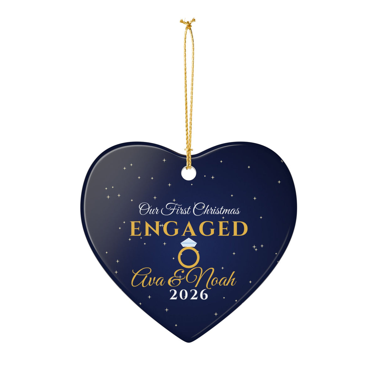 Our First Christmas Engaged 2026 Personalized Heart Ornament – Gifted Porch, view 4