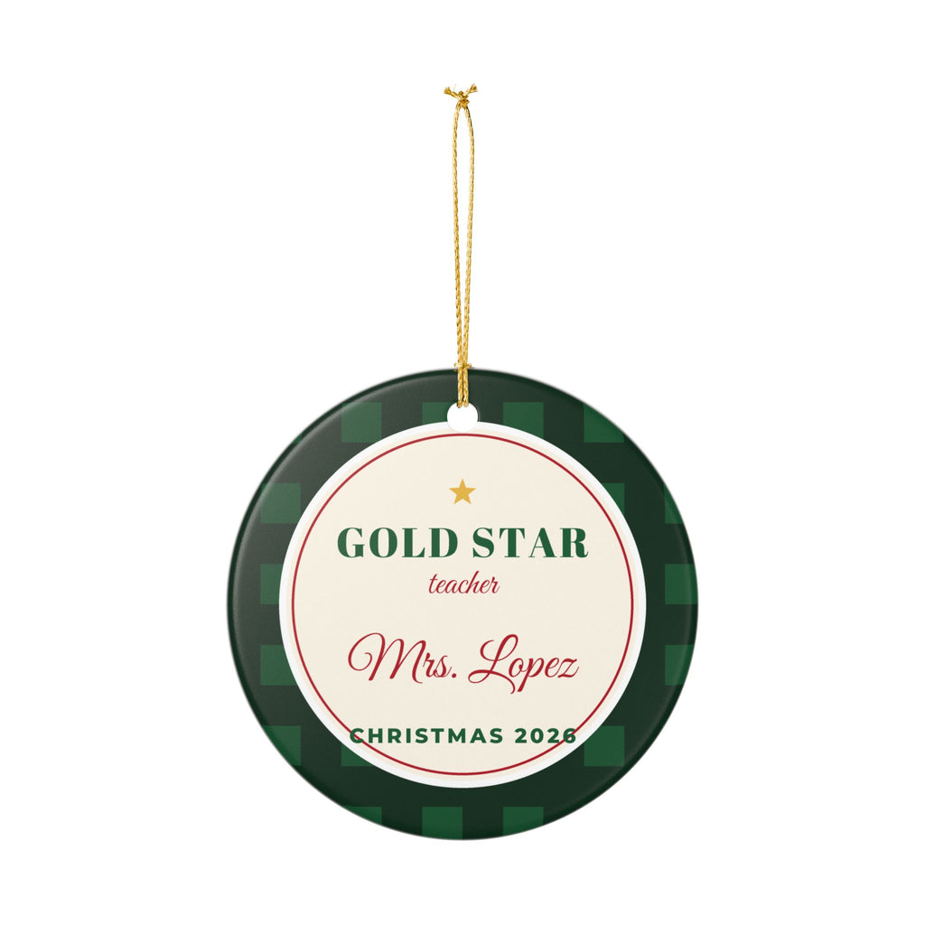 Gold Star Teacher 2026 Personalized Name Christmas Ornament – Gifted Porch, view 7