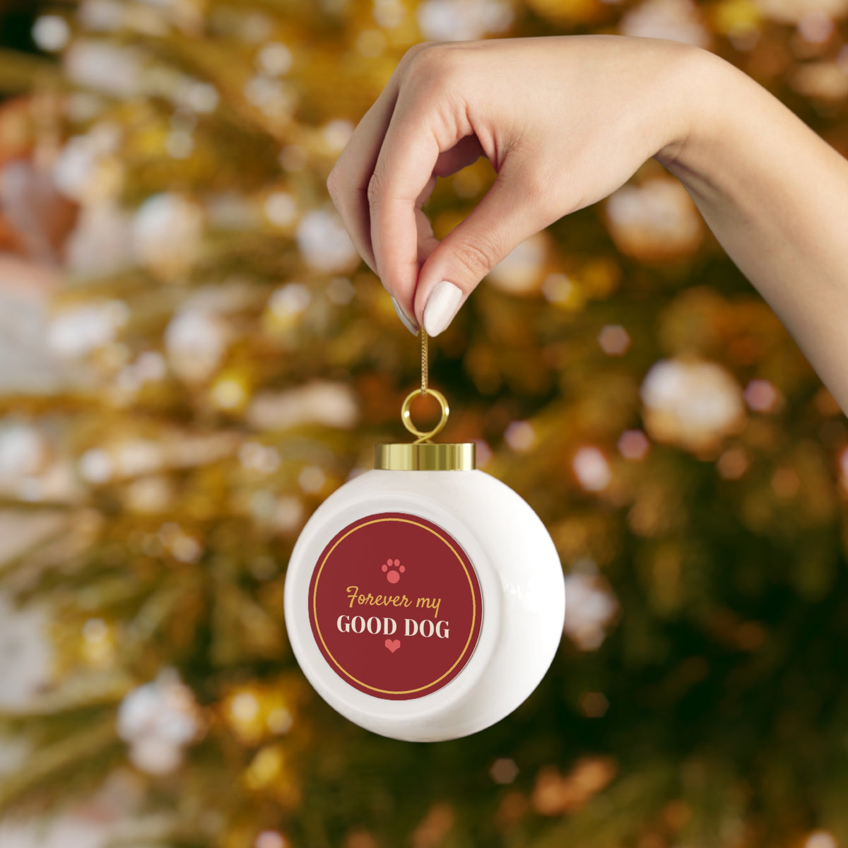 Forever My Good Dog Glass Ball Ornament