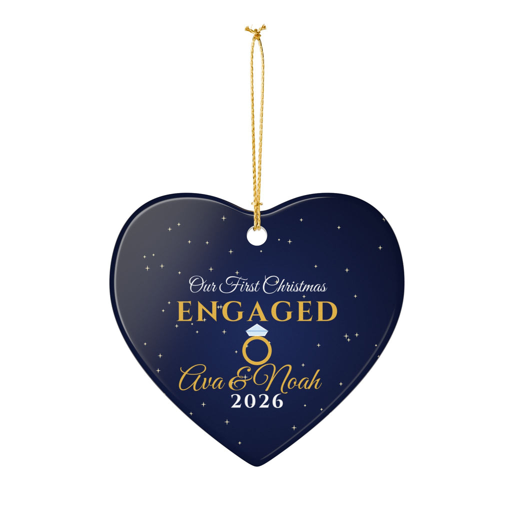 Our First Christmas Engaged 2026 Personalized Heart Ornament – Gifted Porch, view 7
