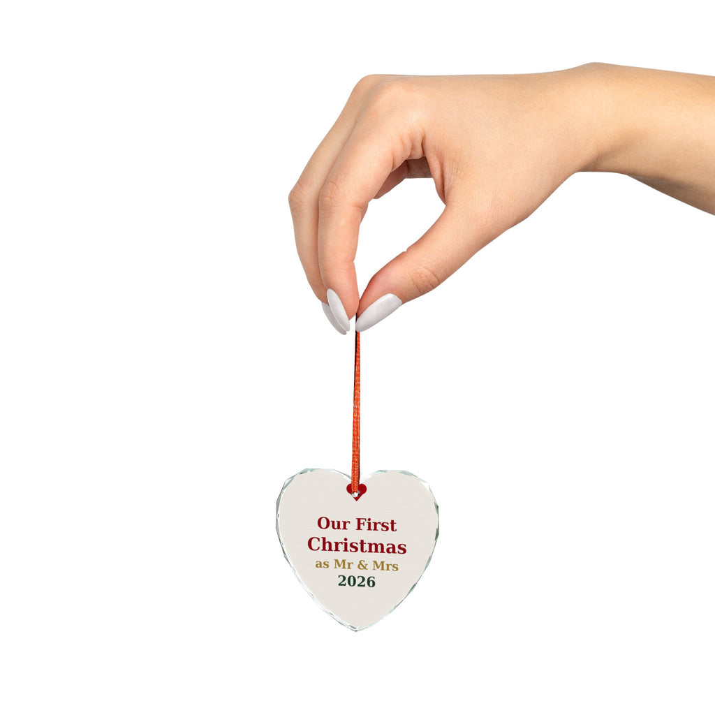 Mr & Mrs First Christmas Crystal Glass Ornament – Couple's Christmas gift, photo 4