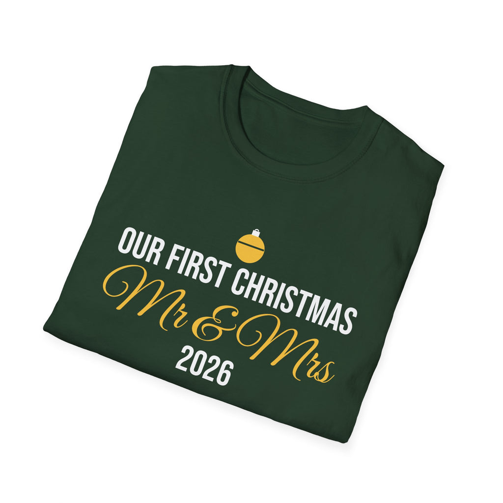 Our First Christmas As Mr And Mrs 2026 T-Shirt Newlywed Holiday Gift Tee – Gifted Porch