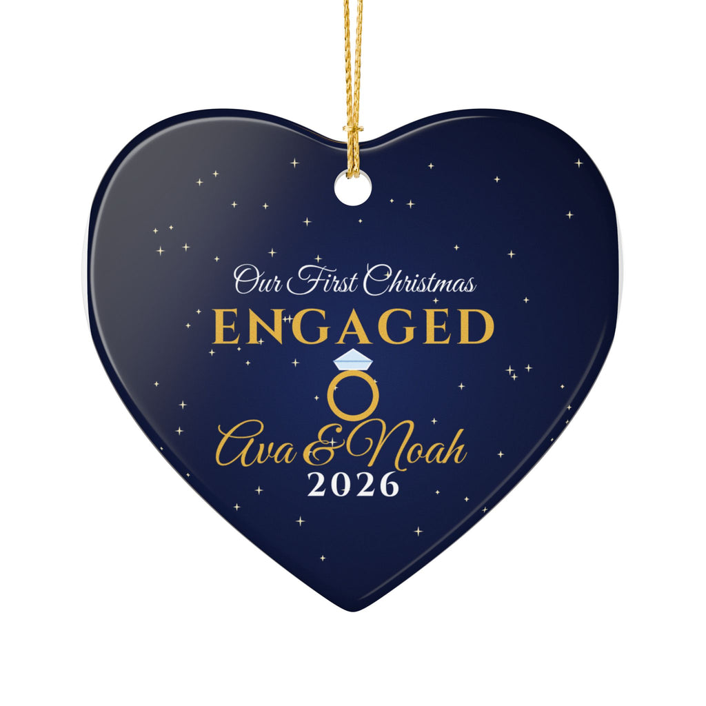 Our First Christmas Engaged 2026 Personalized Heart Ornament – Gifted Porch, view 2