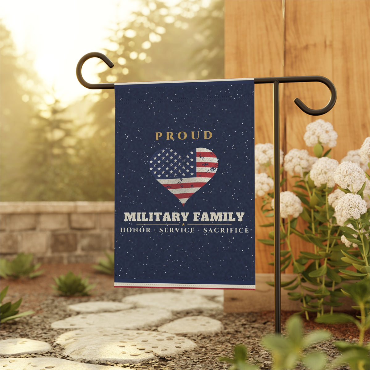 Proud Military Family Garden Flag