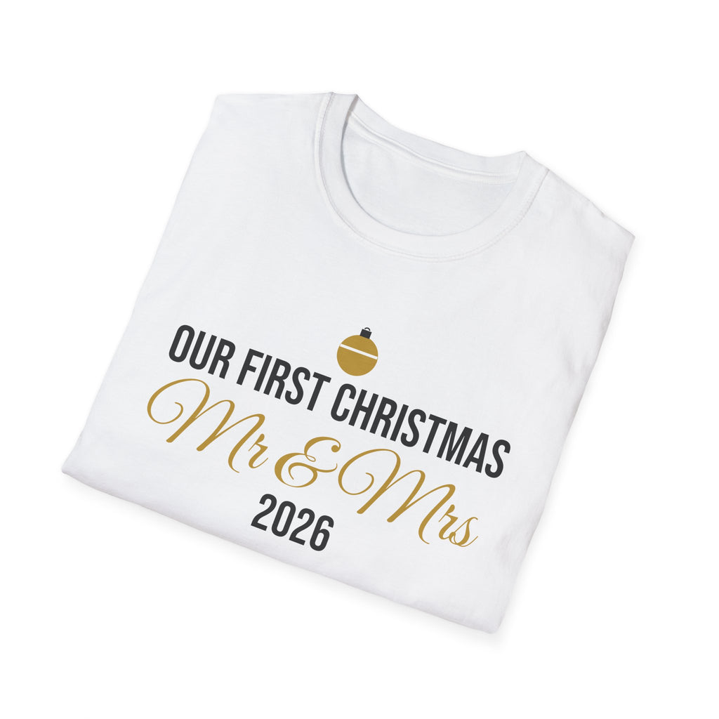 Our First Christmas As Mr And Mrs 2026 T-Shirt Newlywed Holiday Gift Tee – Gifted Porch