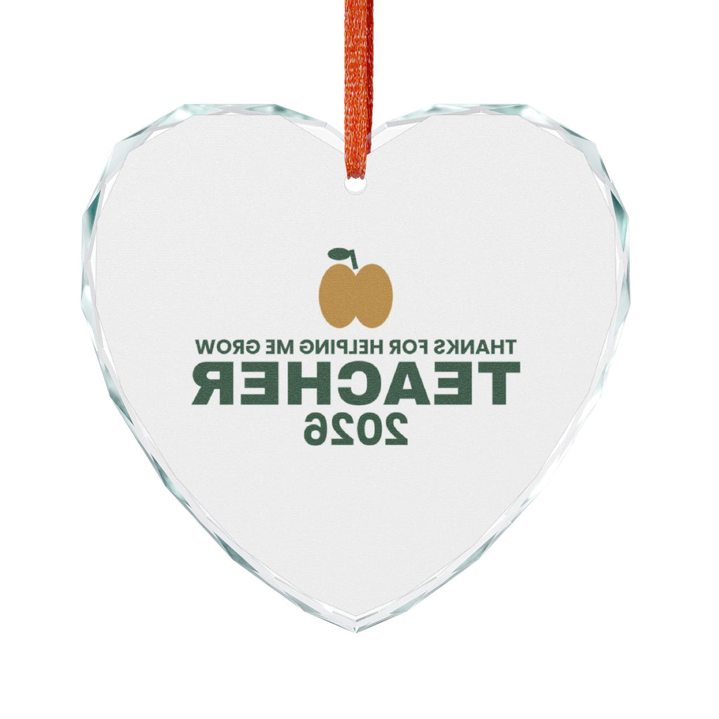Teacher Christmas 2026 Glass Heart Ornament