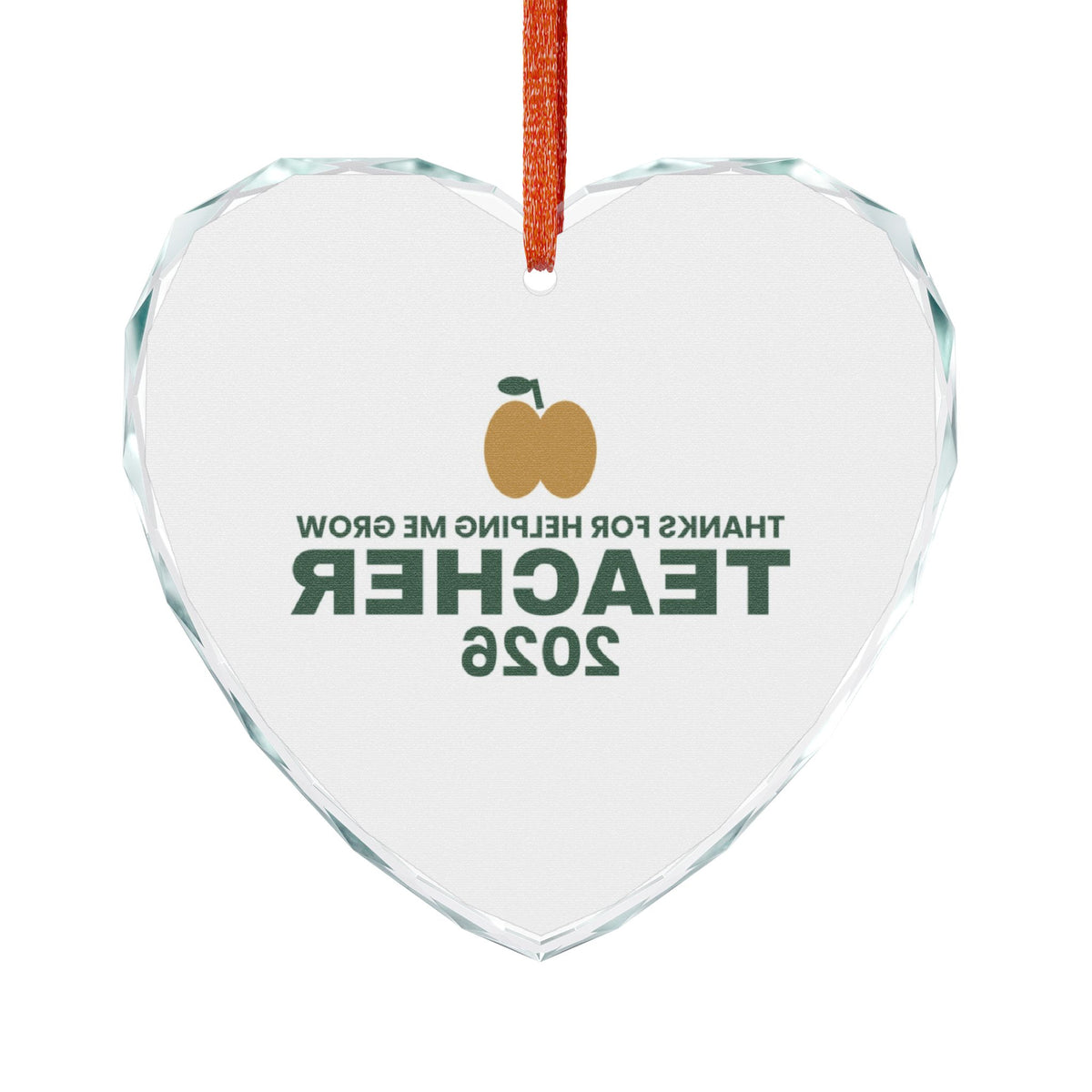 Teacher Christmas 2026 Glass Heart Ornament