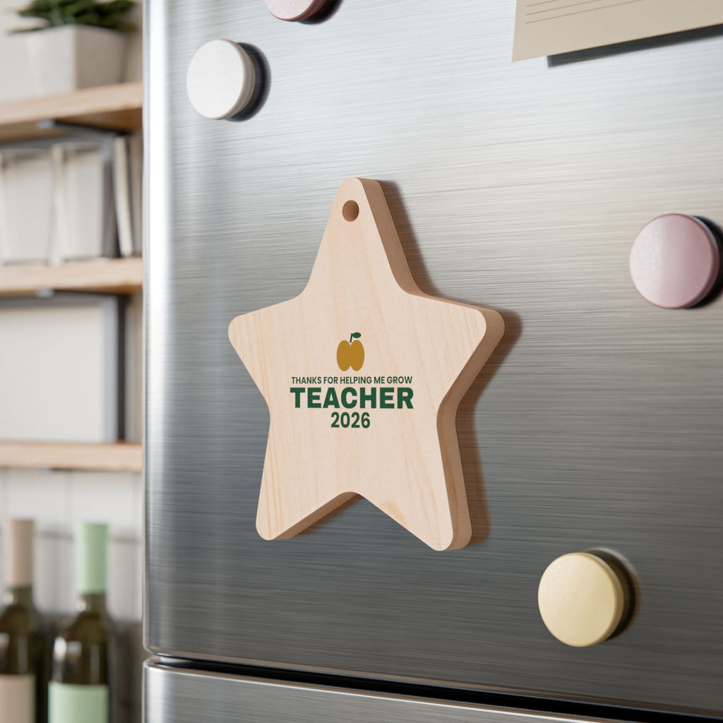 Teacher Christmas 2026 Wood Star Ornament