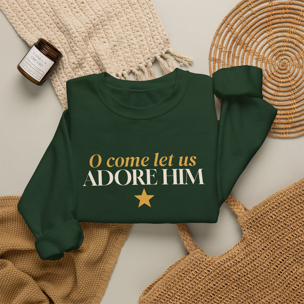O Come Let Us Adore Him Christmas Sweatshirt