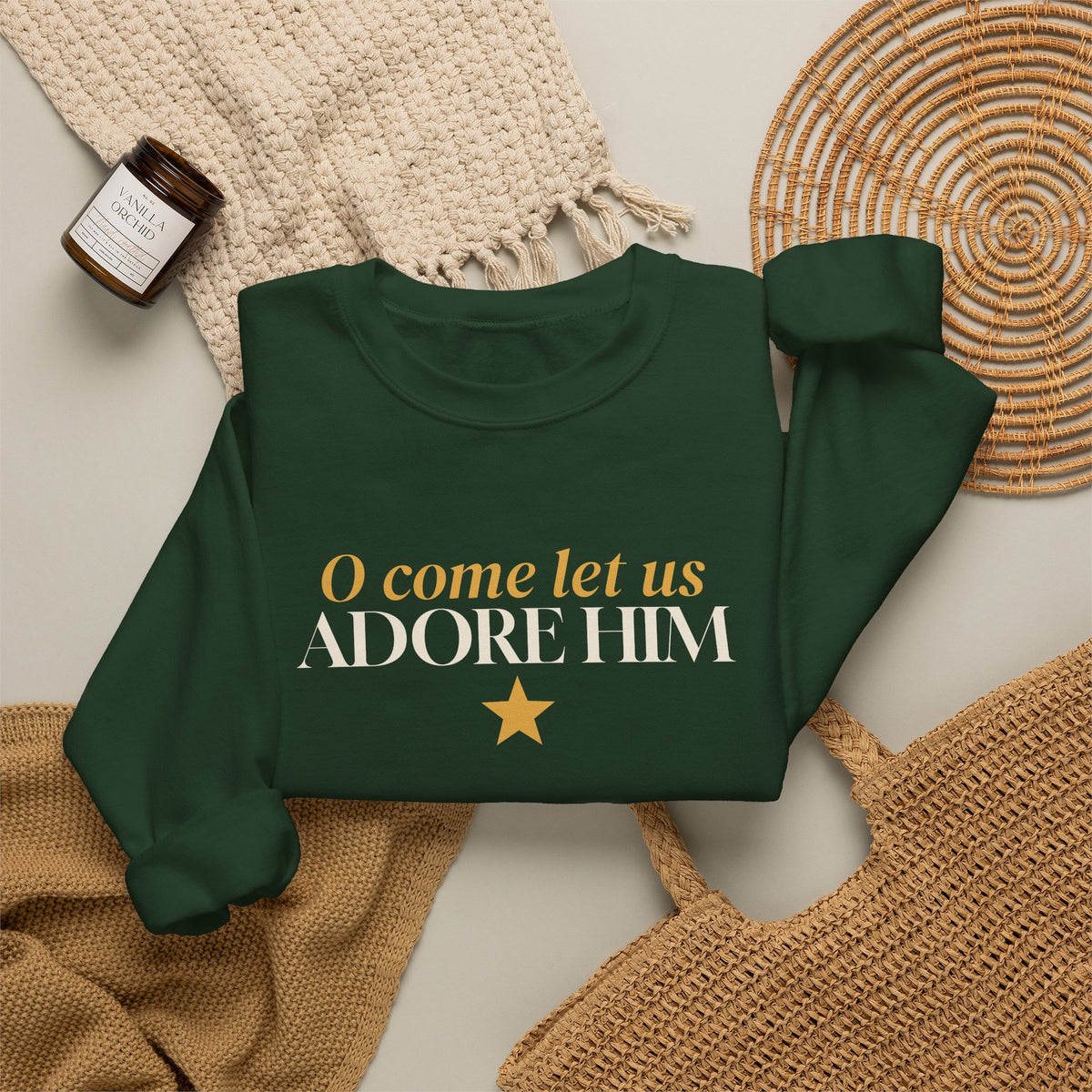 O Come Let Us Adore Him Christmas Sweatshirt