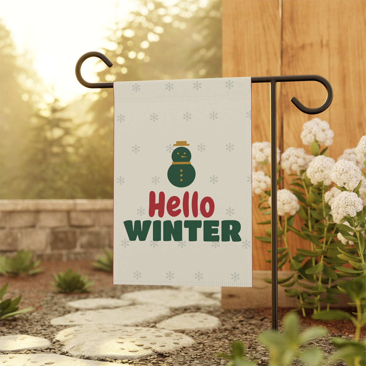 Snowman Hello Winter Christmas Garden Flag