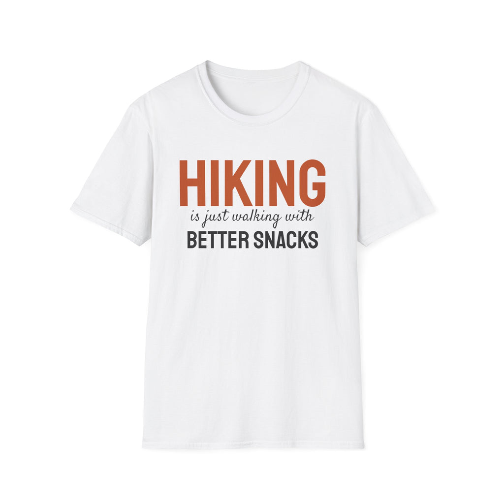 Hiking Is Just Walking With Better Snacks Hiking T-Shirt – Gifted Porch, view 1