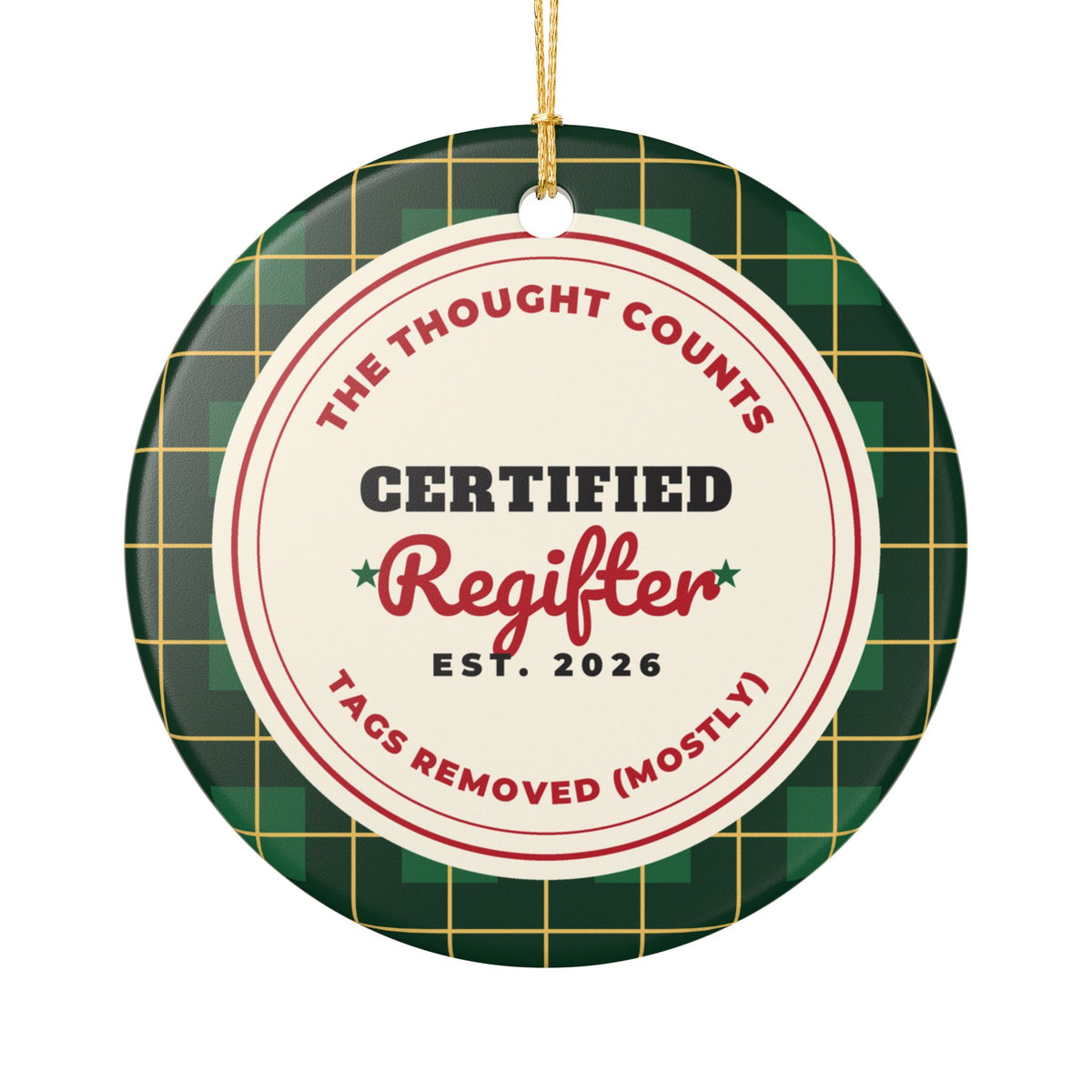 Certified Regifter 2026 White Elephant Christmas Ornament – Gifted Porch, view 1