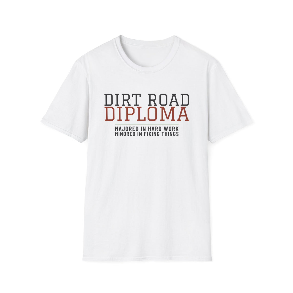Dirt Road Diploma Funny Country T-Shirt – Gifted Porch, view 1