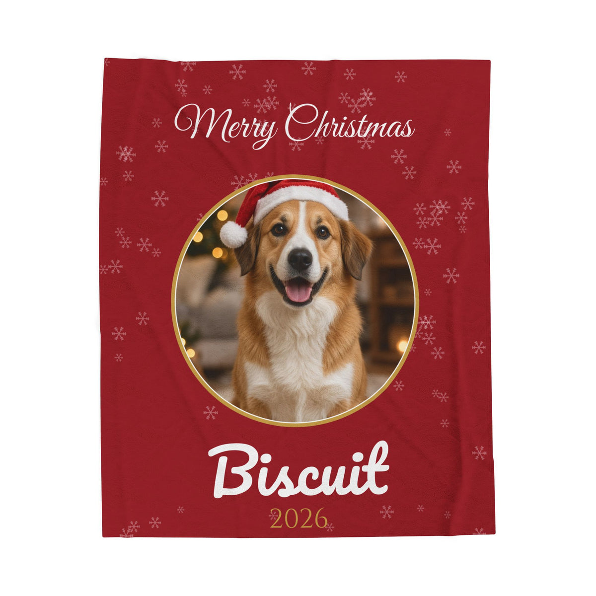 Custom Pet Photo Christmas Blanket With Name – Gifted Porch