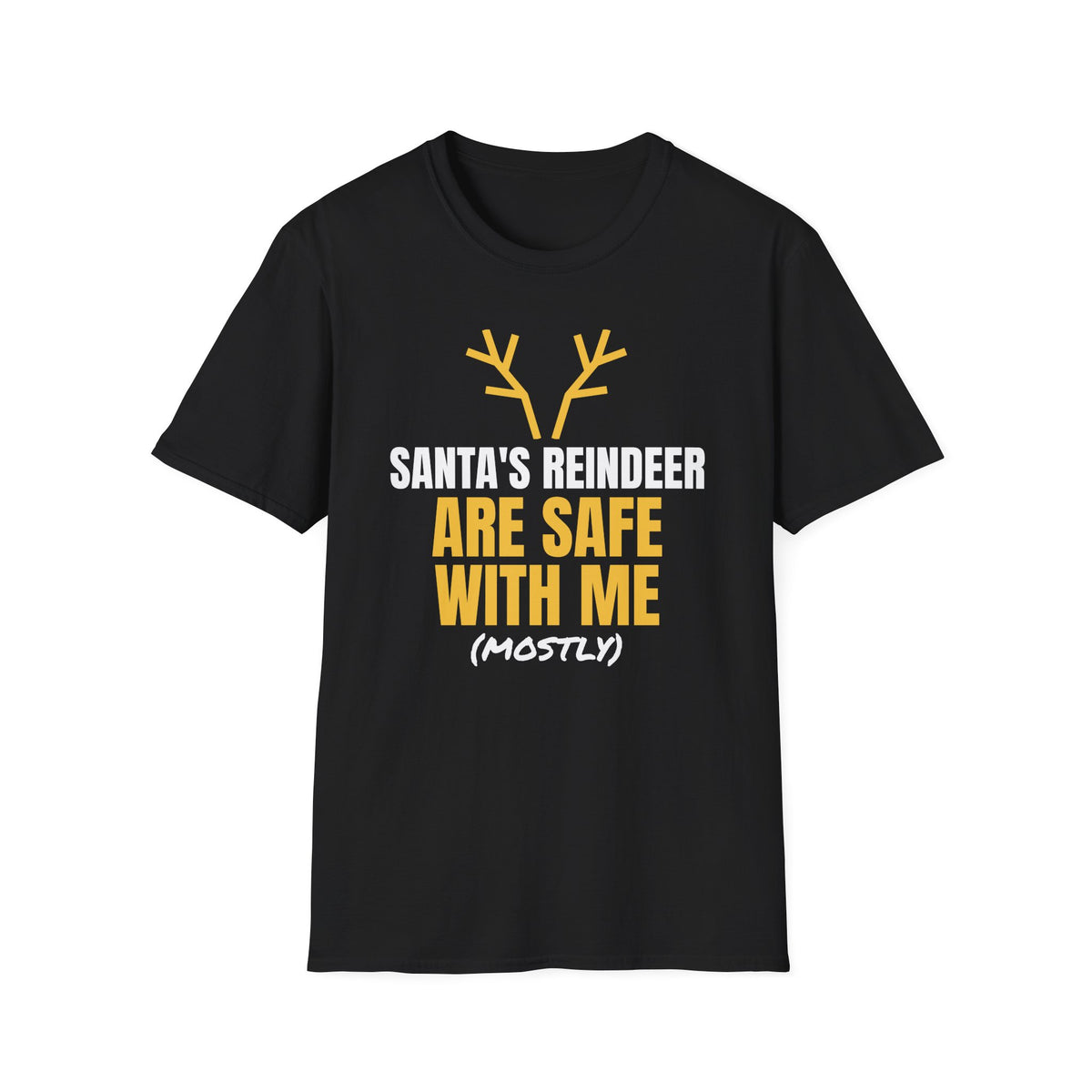 Santa's Reindeer Are Safe With Me Hunting T-Shirt – Gifted Porch, view 2