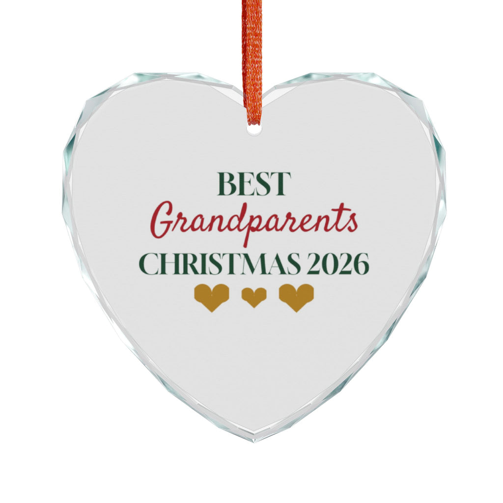 Grandparents 2026 Glass Heart Ornament