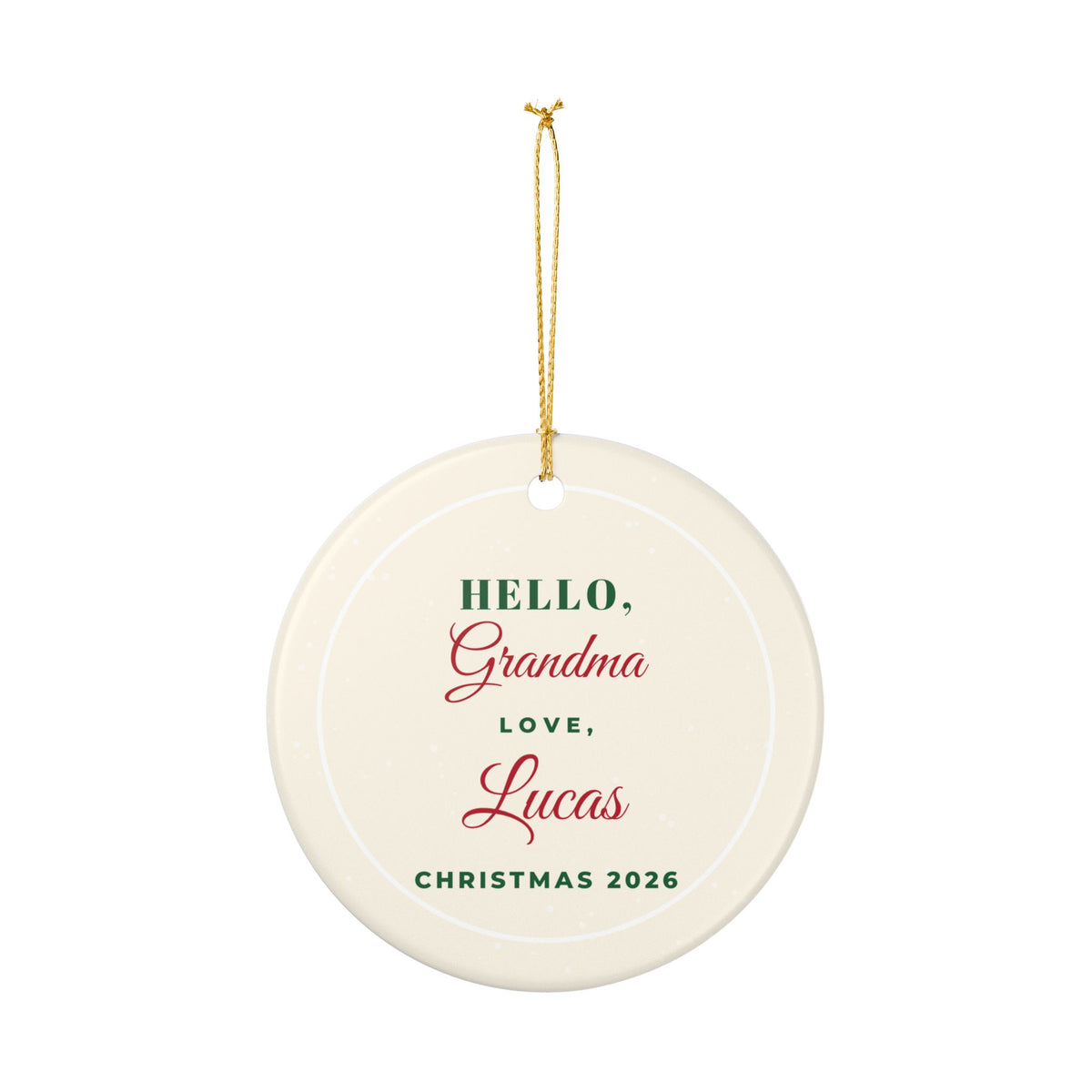 Hello Grandma 2026 Personalized Grandbaby Name Ornament – Gifted Porch, view 4