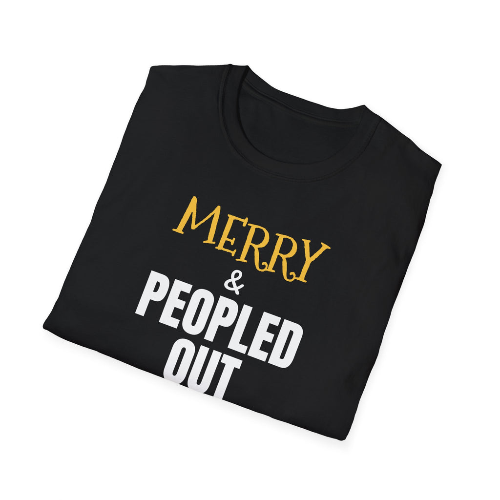 Merry And Peopled Out Funny Introvert Christmas T-Shirt – Gifted Porch, view 10