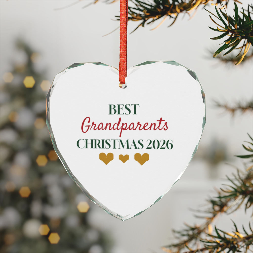 Grandparents 2026 Glass Heart Ornament