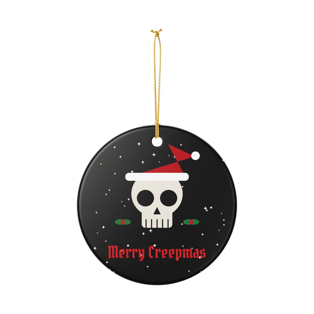 Merry Creepmas Skull Santa Hat Ornament – Gifted Porch, view 4