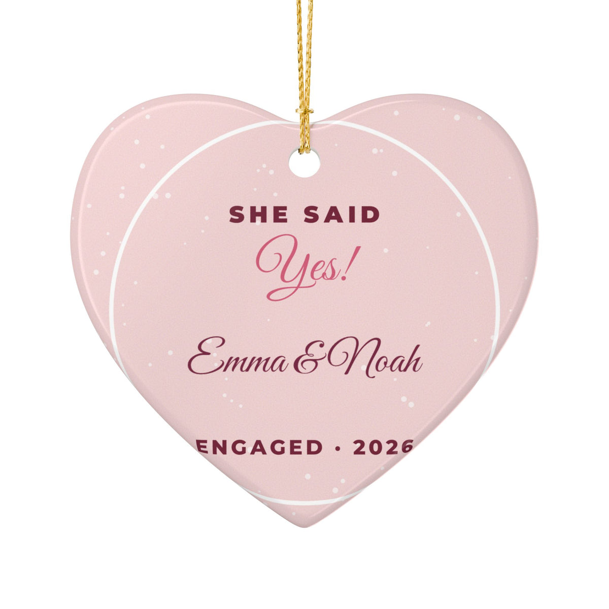 Engaged Christmas 2026 Personalized Couple Name Ornament – Gifted Porch, view 2